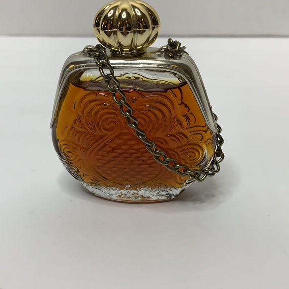 Vintage Glass Engraved Gold Cap & Chain 70’s Perfume Bottle | Collectors Piece - Picture 4 of 8